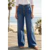 image:imageArachampCloz Womens Lyocell Cotton Denim Adjustable Waist Stretchy Spring Wide Leg JeansBlue