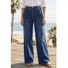 image:imageArachampCloz Womens Lyocell Cotton Denim Adjustable Waist Stretchy Spring Wide Leg JeansDark Blue