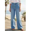 image:imageArachampCloz Womens Lyocell Cotton Denim Adjustable Waist Stretchy Spring Wide Leg JeansLight Blue