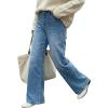 image:imageArachampCloz Womens Lyocell Cotton Denim Adjustable Waist Stretchy Spring Wide Leg JeansLight Blue
