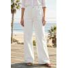 image:imageArachampCloz Womens Lyocell Cotton Denim Adjustable Waist Stretchy Spring Wide Leg JeansWhite