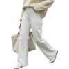 image:imageArachampCloz Womens Lyocell Cotton Denim Adjustable Waist Stretchy Spring Wide Leg JeansWhite
