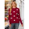 image:imageArachampCloz Womens Wool Blend Classic Crew Neck Casual Fall SweatersBurgundy White Heart