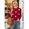 image:imageArachampCloz Womens Wool Blend Classic Crew Neck Casual Fall SweatersBurgundy White Heart