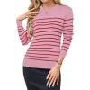 image:imageArachampCloz Womens Wool Blend Classic Crew Neck Casual Fall SweatersPinkred