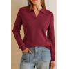 image:imageArachampCloz Womens Wool Blend Collared Polo Pullover Spring Sweaters Business Casual Outfits 2026Dark Red