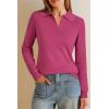 image:imageArachampCloz Womens Wool Blend Collared Polo Pullover Spring Sweaters Business Casual Outfits 2026Rose Red