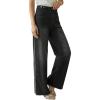 image:imageArachampCloz Womens Lyocell Cotton Denim Adjustable Waist Stretchy Spring Wide Leg JeansBlack
