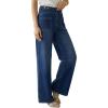 image:imageArachampCloz Womens Lyocell Cotton Denim Adjustable Waist Stretchy Spring Wide Leg JeansDark Blue