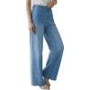 image:imageArachampCloz Womens Lyocell Cotton Denim Adjustable Waist Stretchy Spring Wide Leg JeansLight Blue