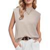 image:imageArachampCloz Womens Wool Blend Mock Neck Sweaters Vest Business Casual Lightweight Trendy Tops Summer Outfits 2026Apricot