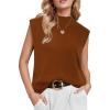image:imageArachampCloz Womens Wool Blend Mock Neck Sweaters Vest Business Casual Lightweight Trendy Tops Summer Outfits 2026Rust