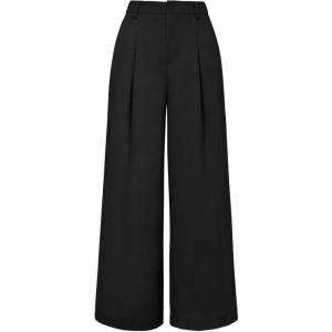 image:imageArachampCloz Womens Linen Blend Wide Leg AllSeason Business Casual Outfits Dress PantsBlack