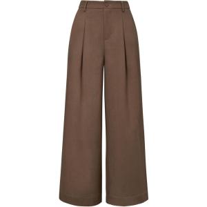 image:imageArachampCloz Womens Linen Blend Wide Leg AllSeason Business Casual Outfits Dress PantsCoffee