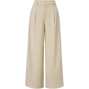 image:imageArachampCloz Womens Linen Blend Wide Leg AllSeason Business Casual Outfits Dress PantsKhaki