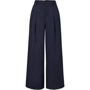 image:imageArachampCloz Womens Linen Blend Wide Leg AllSeason Business Casual Outfits Dress PantsNavy