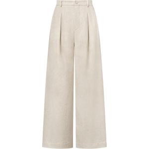 image:imageArachampCloz Womens Linen Blend Wide Leg AllSeason Business Casual Outfits Dress PantsWhite