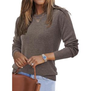 image:imageArachampCloz Womens Wool Blend Classic Crew Neck Casual Fall SweatersAcoffee