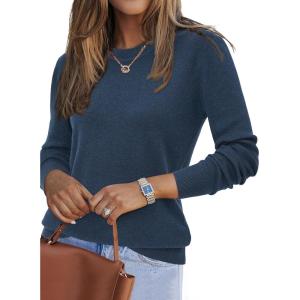 image:imageArachampCloz Womens Wool Blend Classic Crew Neck Casual Fall SweatersAdark Blue