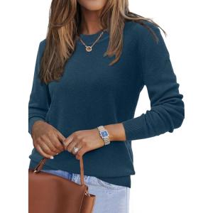image:imageArachampCloz Womens Wool Blend Classic Crew Neck Casual Fall SweatersIndigo Blue