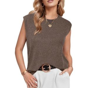 image:imageArachampCloz Womens Wool Blend Mock Neck Sweaters Vest Business Casual Lightweight Trendy Tops Summer Outfits 2026Coffee5046