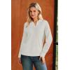 image:imageArachampCloz Womens 100 Cotton Collared V Neck Eyelet Knit Spring Cotton Polo Shirts 2026Beige