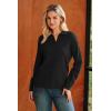 image:imageArachampCloz Womens 100 Cotton Collared V Neck Eyelet Knit Spring Cotton Polo Shirts 2026Black