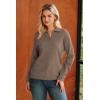 image:imageArachampCloz Womens 100 Cotton Collared V Neck Eyelet Knit Spring Cotton Polo Shirts 2026Coffee