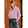 image:imageArachampCloz Womens 100 Cotton Collared V Neck Eyelet Knit Spring Cotton Polo Shirts 2026Light Pink