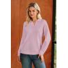image:imageArachampCloz Womens 100 Cotton Collared V Neck Eyelet Knit Spring Cotton Polo Shirts 2026Light Pink