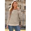 image:imageArachampCloz Womens Soft Knit Sweater Fall Dressy Casual Pullover TopsStriped Apricot Black