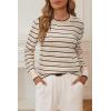 image:imageArachampCloz Womens Soft Knit Sweater Fall Dressy Casual Pullover TopsStriped Apricot Black