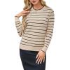 image:imageArachampCloz Womens Soft Knit Sweater Fall Dressy Casual Pullover TopsStriped Apricot Black