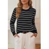 image:imageArachampCloz Womens Soft Knit Sweater Fall Dressy Casual Pullover TopsStriped Black White