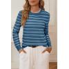 image:imageArachampCloz Womens Soft Knit Sweater Fall Dressy Casual Pullover TopsStriped Blue White