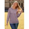 image:imageArachampCloz Womens Soft Knit Sweater Fall Dressy Casual Pullover TopsStriped Purple White