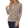 image:imageArachampCloz Womens Soft Knit Sweater Fall Dressy Casual Pullover TopsStriped Taupe Black