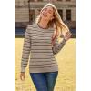 image:imageArachampCloz Womens Soft Knit Sweater Fall Dressy Casual Pullover TopsStriped Taupe Black