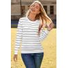 image:imageArachampCloz Womens Soft Knit Sweater Fall Dressy Casual Pullover TopsStriped White Black