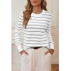 image:imageArachampCloz Womens Soft Knit Sweater Fall Dressy Casual Pullover TopsStriped White Black