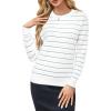 image:imageArachampCloz Womens Soft Knit Sweater Fall Dressy Casual Pullover TopsStriped White Green