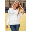 image:imageArachampCloz Womens Soft Knit Sweater Fall Dressy Casual Pullover TopsStriped White Green