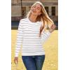 image:imageArachampCloz Womens Soft Knit Sweater Fall Dressy Casual Pullover TopsStriped White Purple