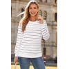 image:imageArachampCloz Womens Soft Knit Sweater Fall Dressy Casual Pullover TopsStriped White Purple