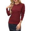 image:imageArachampCloz Womens Soft Knit Sweater Fall Dressy Casual Pullover TopsStriped Wine Black