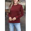 image:imageArachampCloz Womens Soft Knit Sweater Fall Dressy Casual Pullover TopsStriped Wine Black