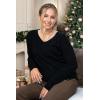 image:imageArachampCloz Womens Soft V Neck Long Sleeve Fall Casual Regular Fit Sweater TopsBlack