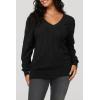 image:imageArachampCloz Womens Soft V Neck Long Sleeve Fall Casual Regular Fit Sweater TopsBlack