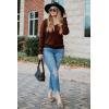 image:imageArachampCloz Womens Soft V Neck Long Sleeve Fall Casual Regular Fit Sweater TopsBrown