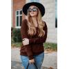 image:imageArachampCloz Womens Soft V Neck Long Sleeve Fall Casual Regular Fit Sweater TopsBrown